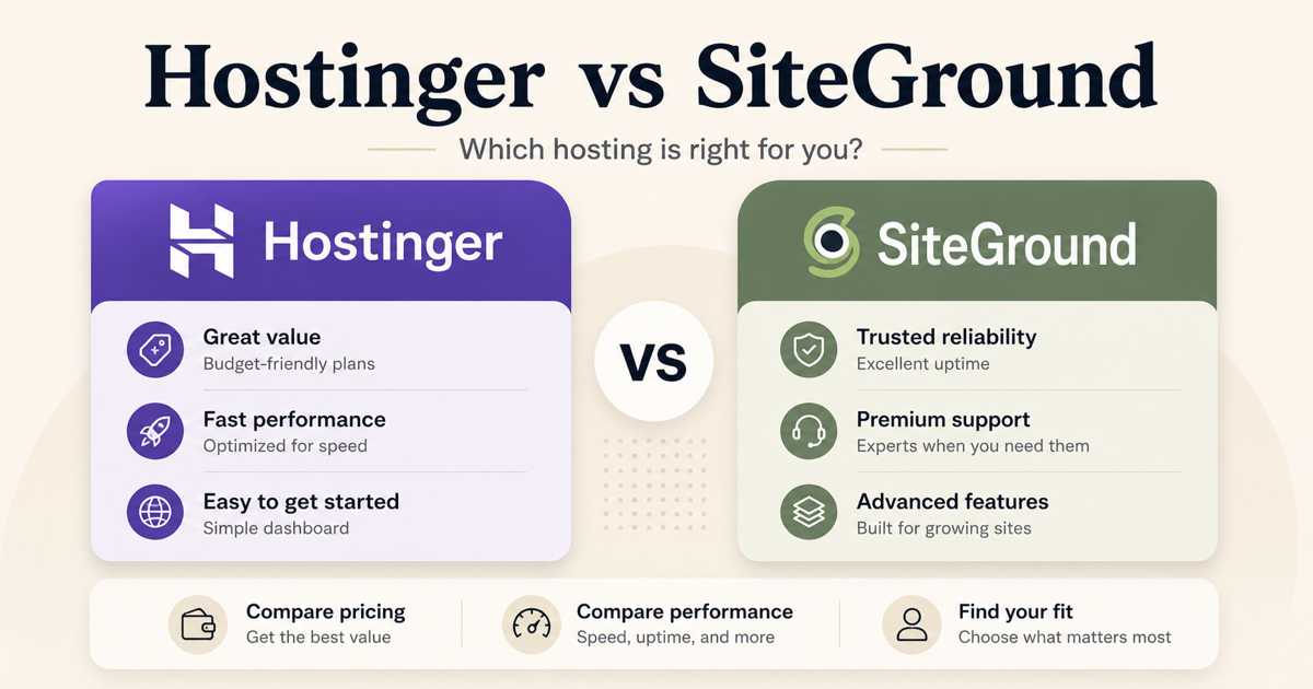 Hostinger vs SiteGround: Which Host Is the Better Fit for a Small Site?
